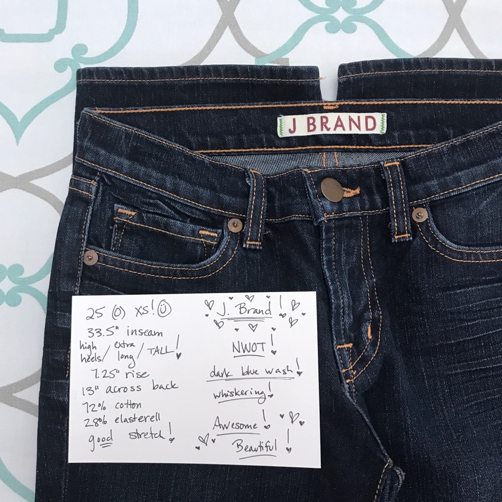 33.5”💙👖LIKE NEW! J BRAND!👖💙25 0 LONG TALL DARK - Picture 6 of 8